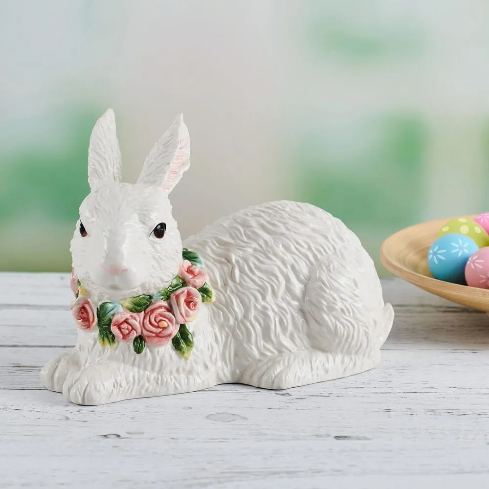 Fitz and Floyd La Fleur Rabbit statuina coniglio sdraiato