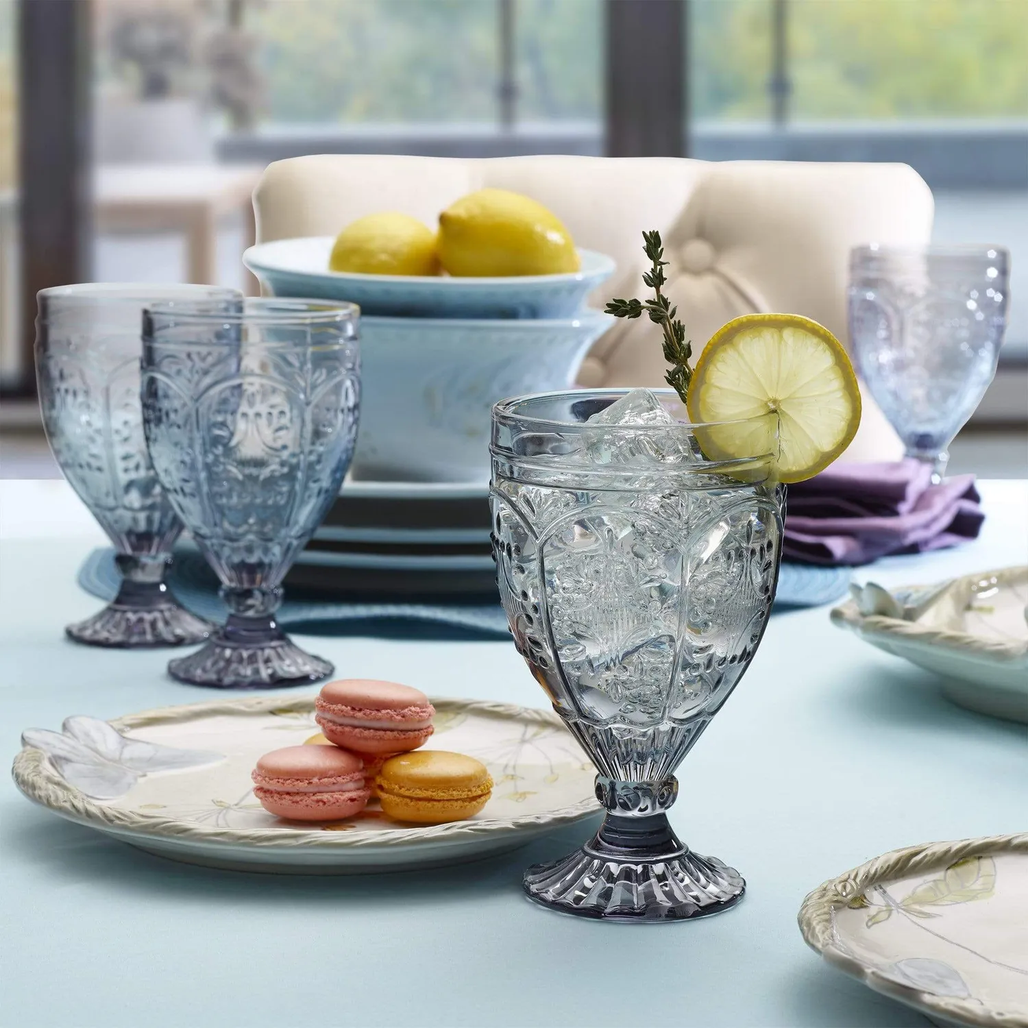 Fitz and Floyd Trestle Goblets bicchieri set 4 fumo vetro