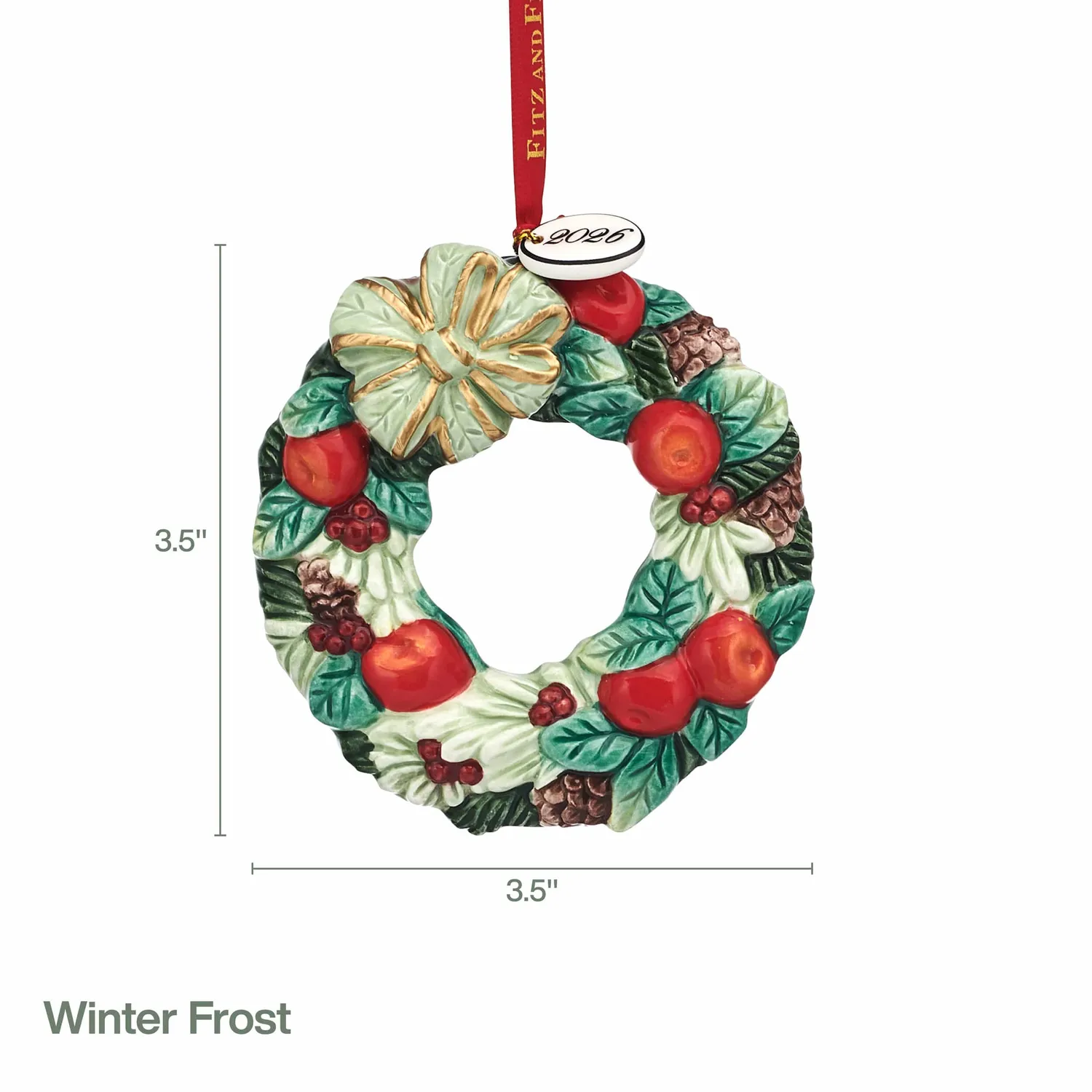 Fitz and Floyd Winter Frost Wreath ornamento albero 2026