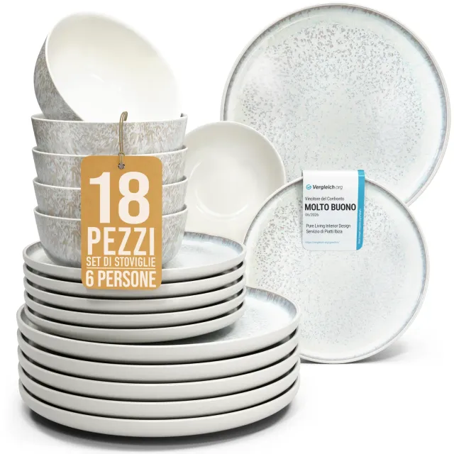 Pure Living Ibiza piatti fondi 6 pezzi turchese gres
