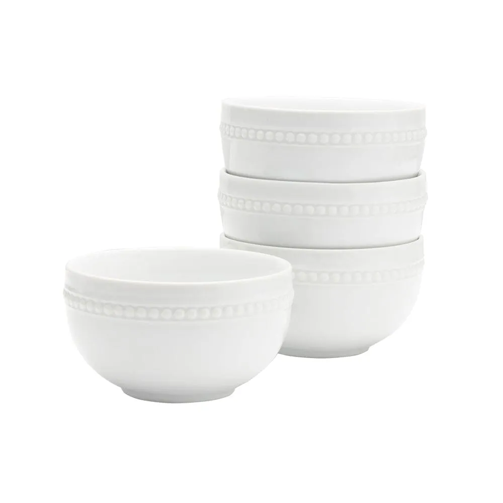 Fitz and Floyd Everyday White Beaded set 4 ciotole bianche
