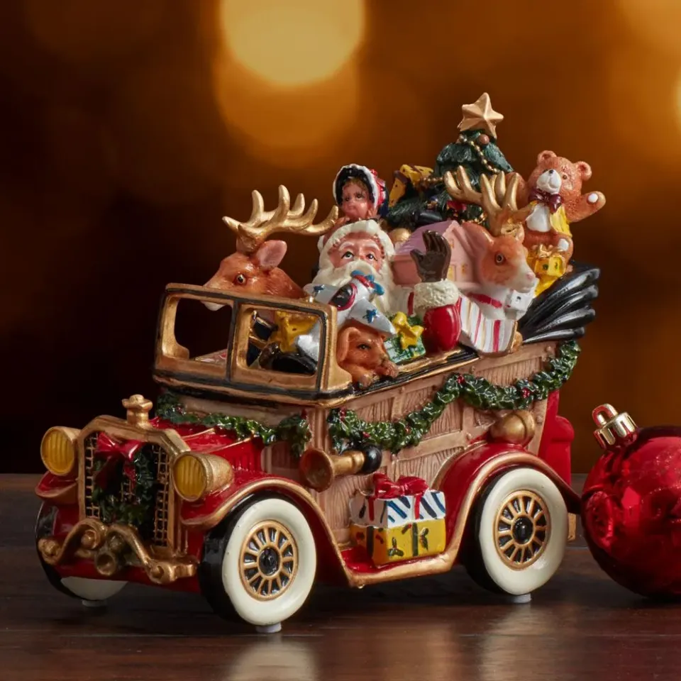 Fitz and Floyd Santa Classic Car carillon auto Babbo Natale 21 cm