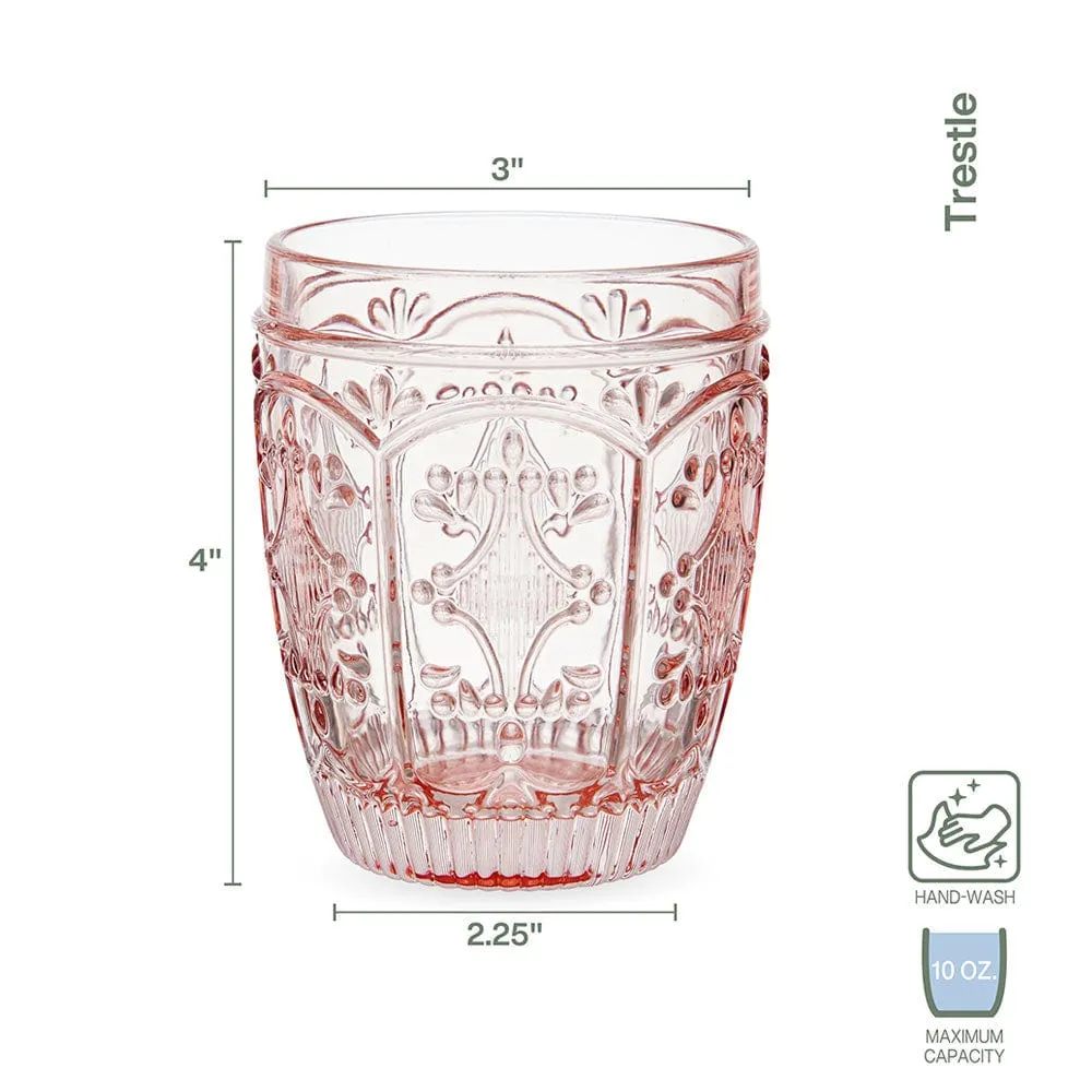 Fitz and Floyd Trestle tumbler old fashioned rosa 4 pezzi 300ml