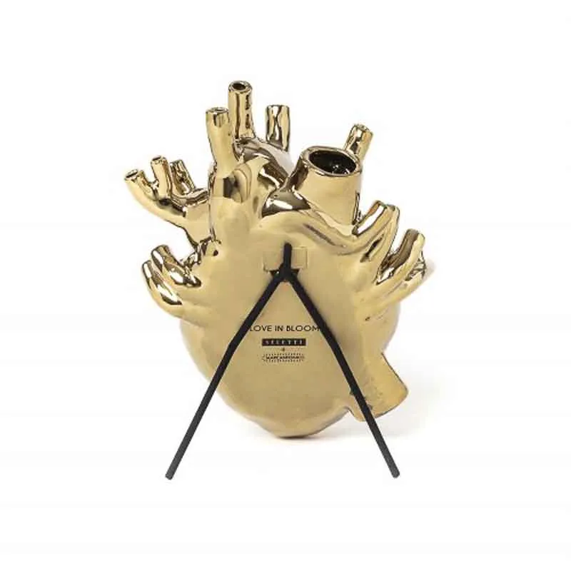 Seletti Love in Bloom Gold vaso cuore oro porcellana