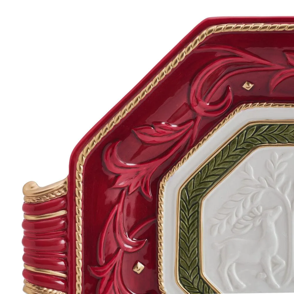 Fitz and Floyd Telluride Platter with Handles vassoio rosso