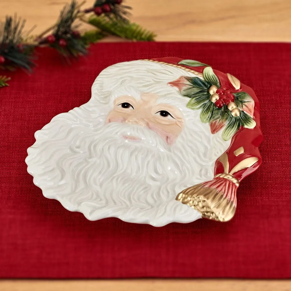 Fitz and Floyd Woodland Holiday vassoio Babbo Natale terracotta