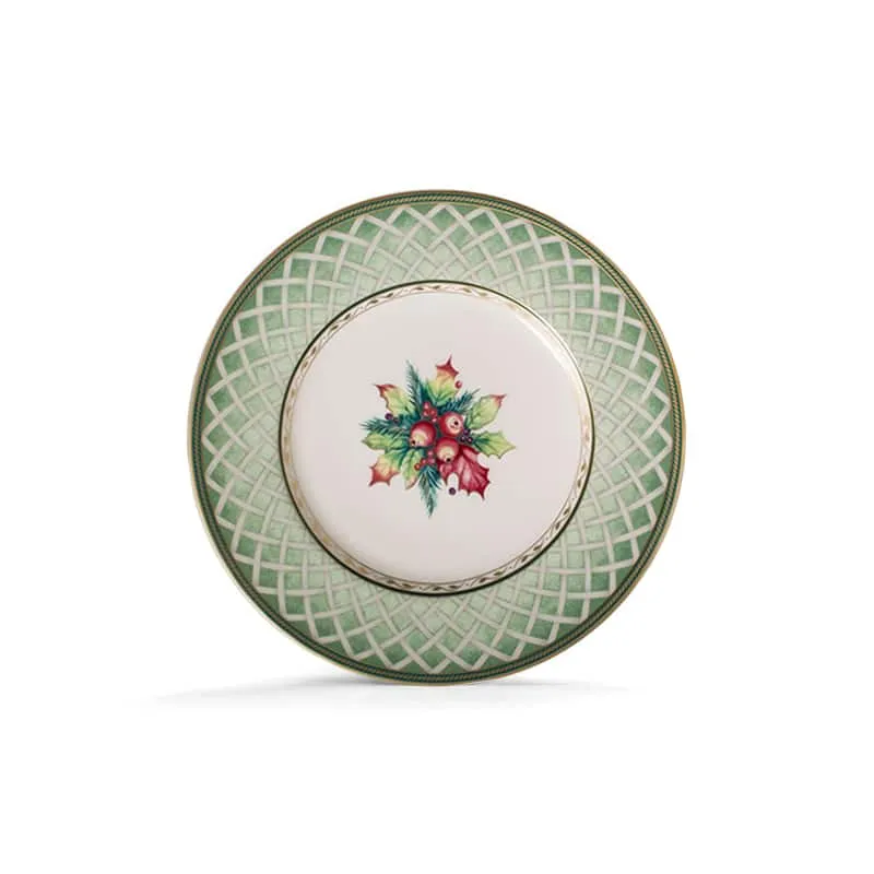 Fitz and Floyd Winter Holiday Piatto Insalata Verde Bone China