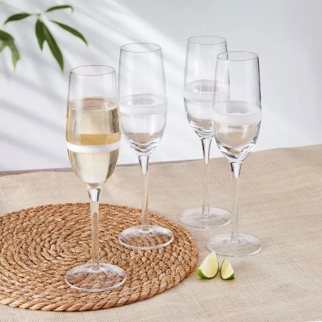 Fitz and Floyd Organic Band set 4 flute champagne 8 oz