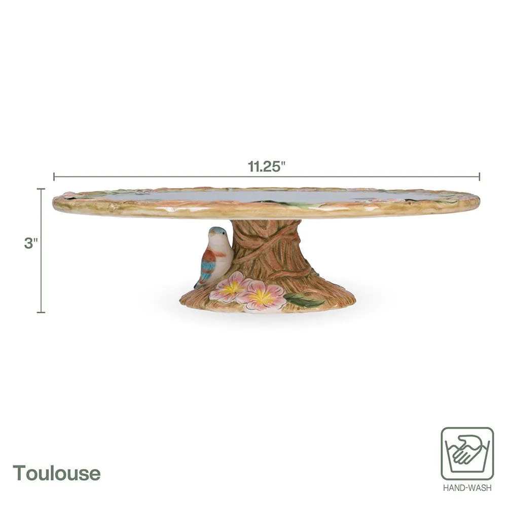 Fitz and Floyd Toulouse alzata torte 28,5 cm azzurra terraglia