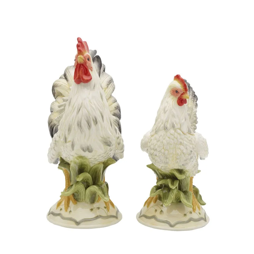 Fitz and Floyd Lantana Gallo e Gallina statuine ceramica set 2 pezzi