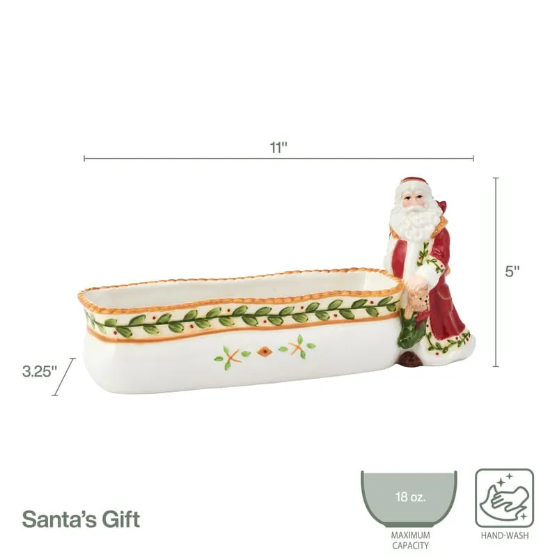 Fitz and Floyd Santa's Gift ciotola antipasti lunga terracotta