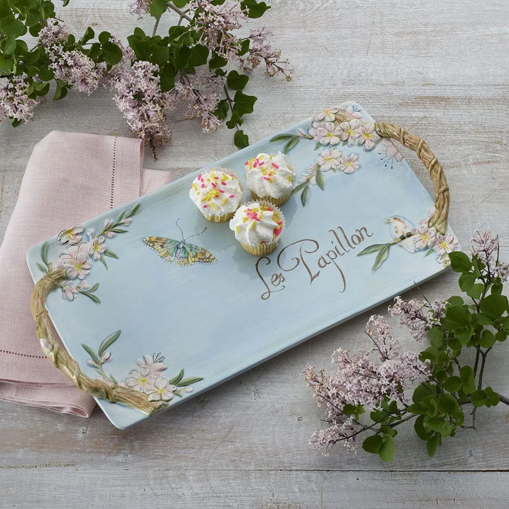 Fitz and Floyd Toulouse vassoio rettangolare ceramica fiori