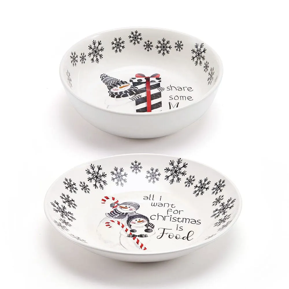 Fitz and Floyd Snow Days ciotole verdura set 2 terracotta