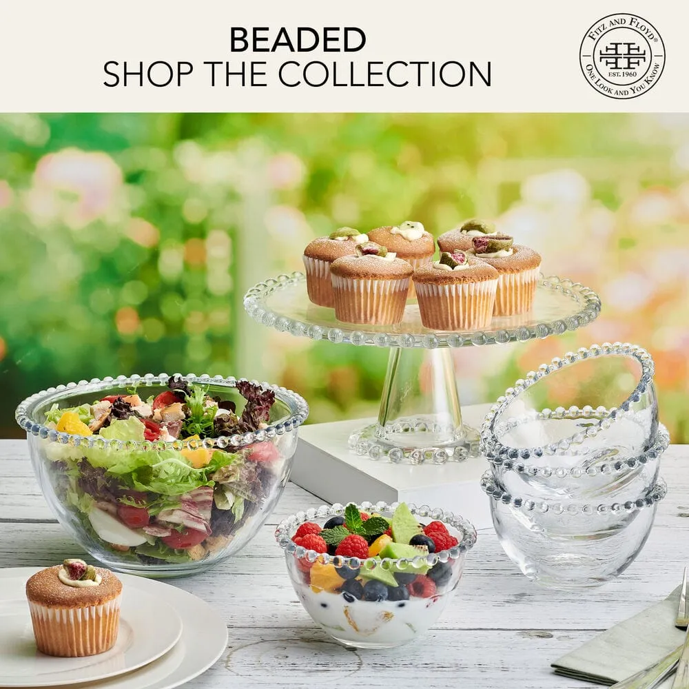 Fitz and Floyd Beaded Alzata torta vetro 27 cm