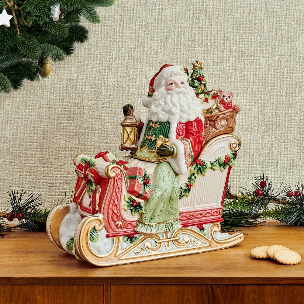 Fitz and Floyd Crimson Holiday barattolo biscotti Babbo Natale