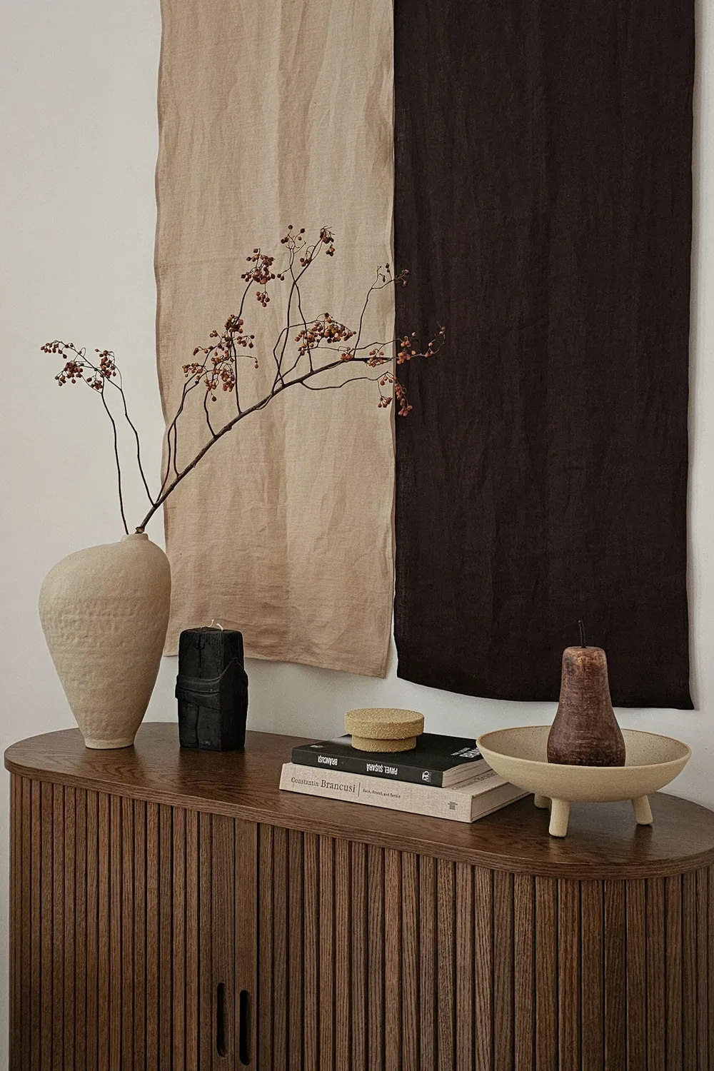 Poemi Japandi ciotola 28 cm beige su tre piedini