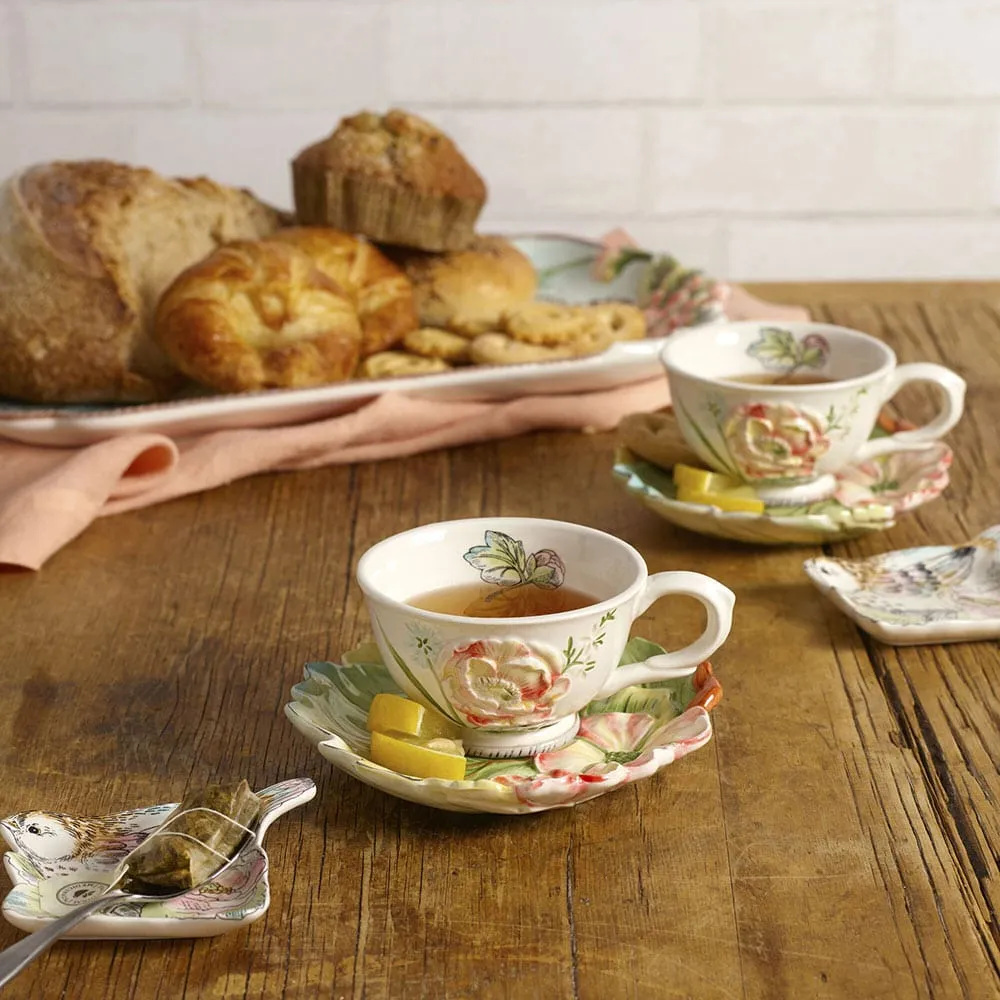 Fitz and Floyd English Garden set 2 tazzine da te con piattino