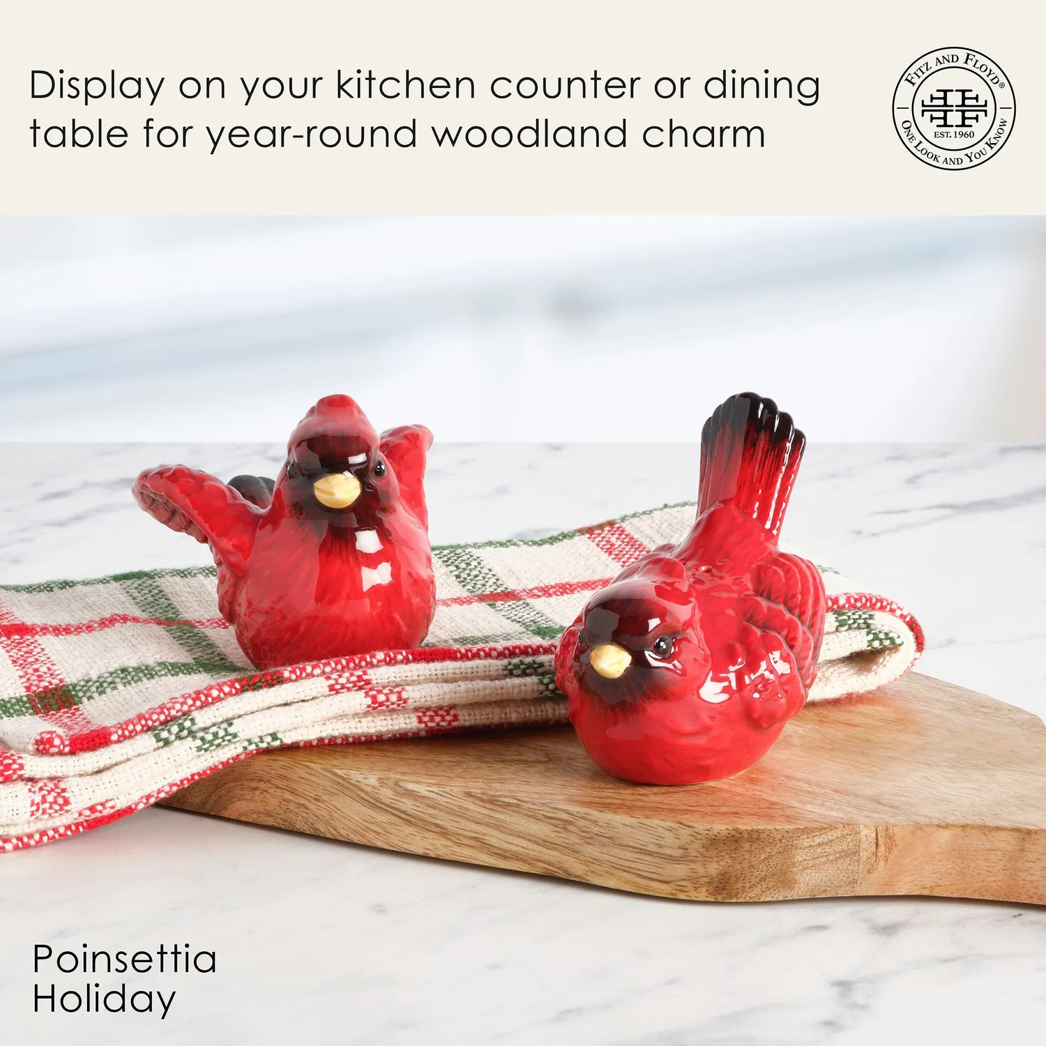 Fitz and Floyd Poinsettia Holiday set sale e pepe cardinali