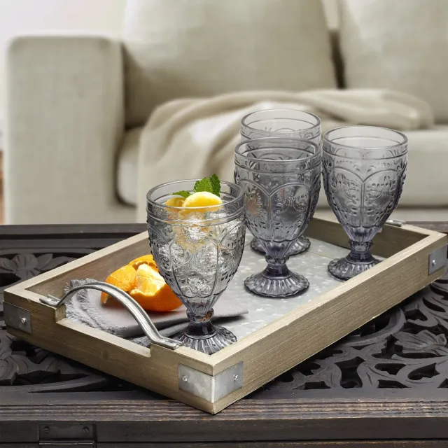 Fitz and Floyd Trestle Goblets bicchieri set 4 fumo vetro