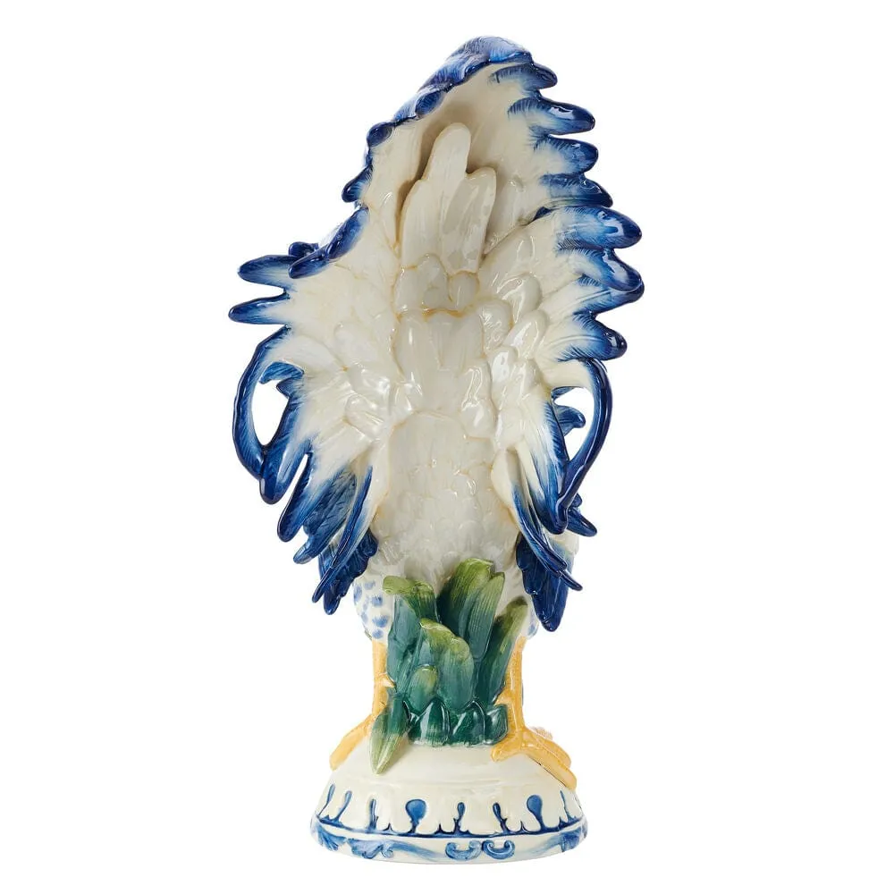 Fitz and Floyd Sicily Blue statuina Gallo blu 52 cm terracotta