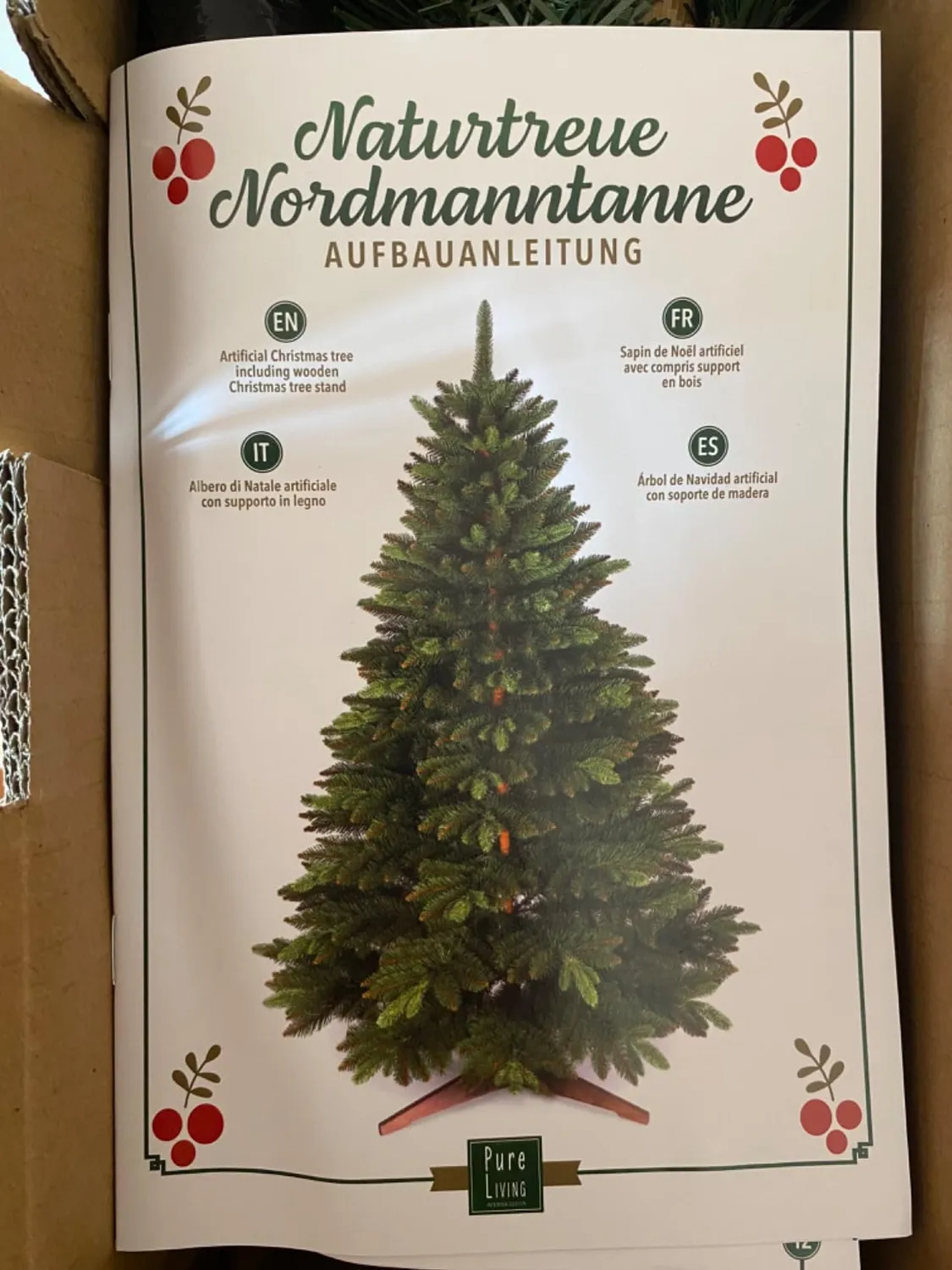 Pure Living albero di Natale artificiale 90 cm realistico legno