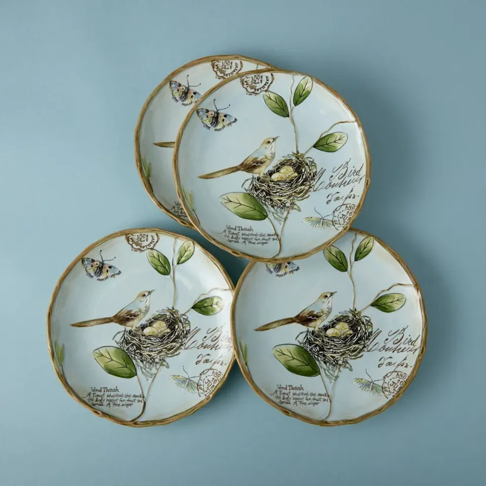 Fitz and Floyd Toulouse Set 4 Piatti Insalata Blu in Gres