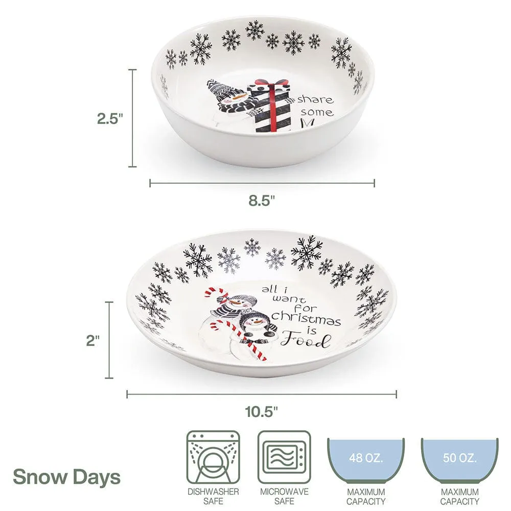 Fitz and Floyd Snow Days ciotole verdura set 2 terracotta