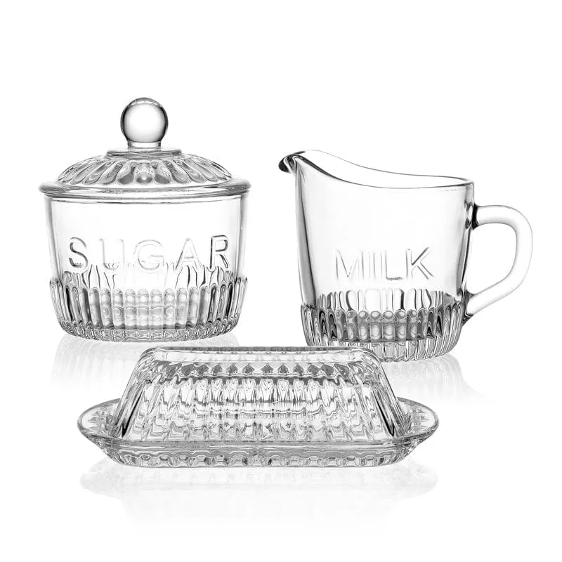 Fitz and Floyd Everyday White Bistro set burro zucchero latte vetro