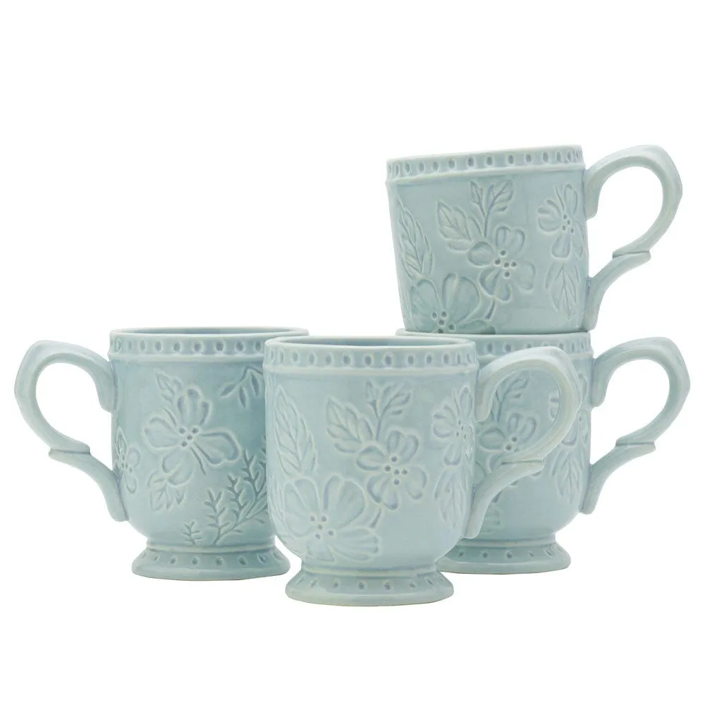 Fitz and Floyd English Garden set 4 mug gres 350 ml blu