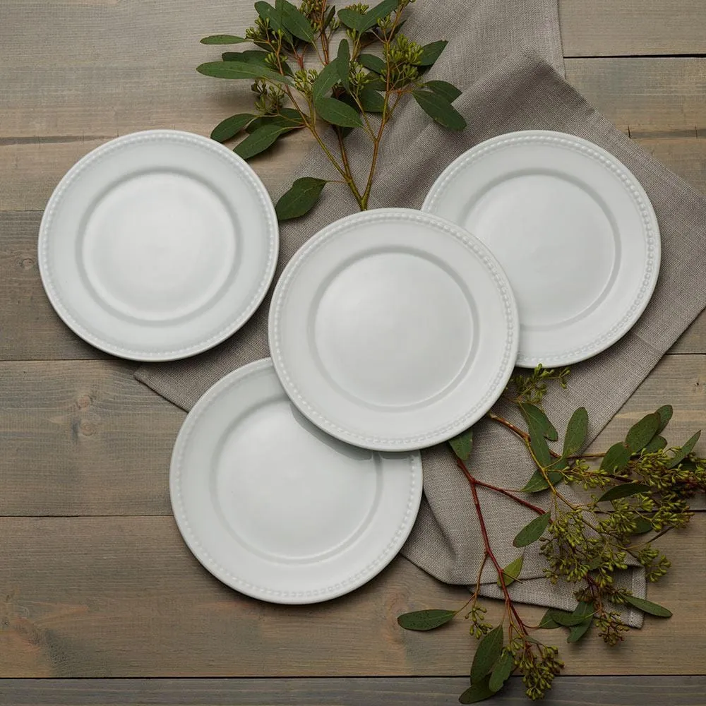 Fitz and Floyd Everyday White Beaded set 4 piatti insalata