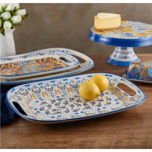 Fitz and Floyd Madeline vassoio portata 38 cm blu oro