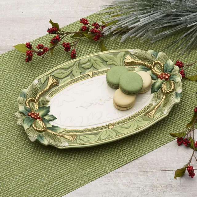 Fitz and Floyd Holiday Home vassoio piccolo verde natale