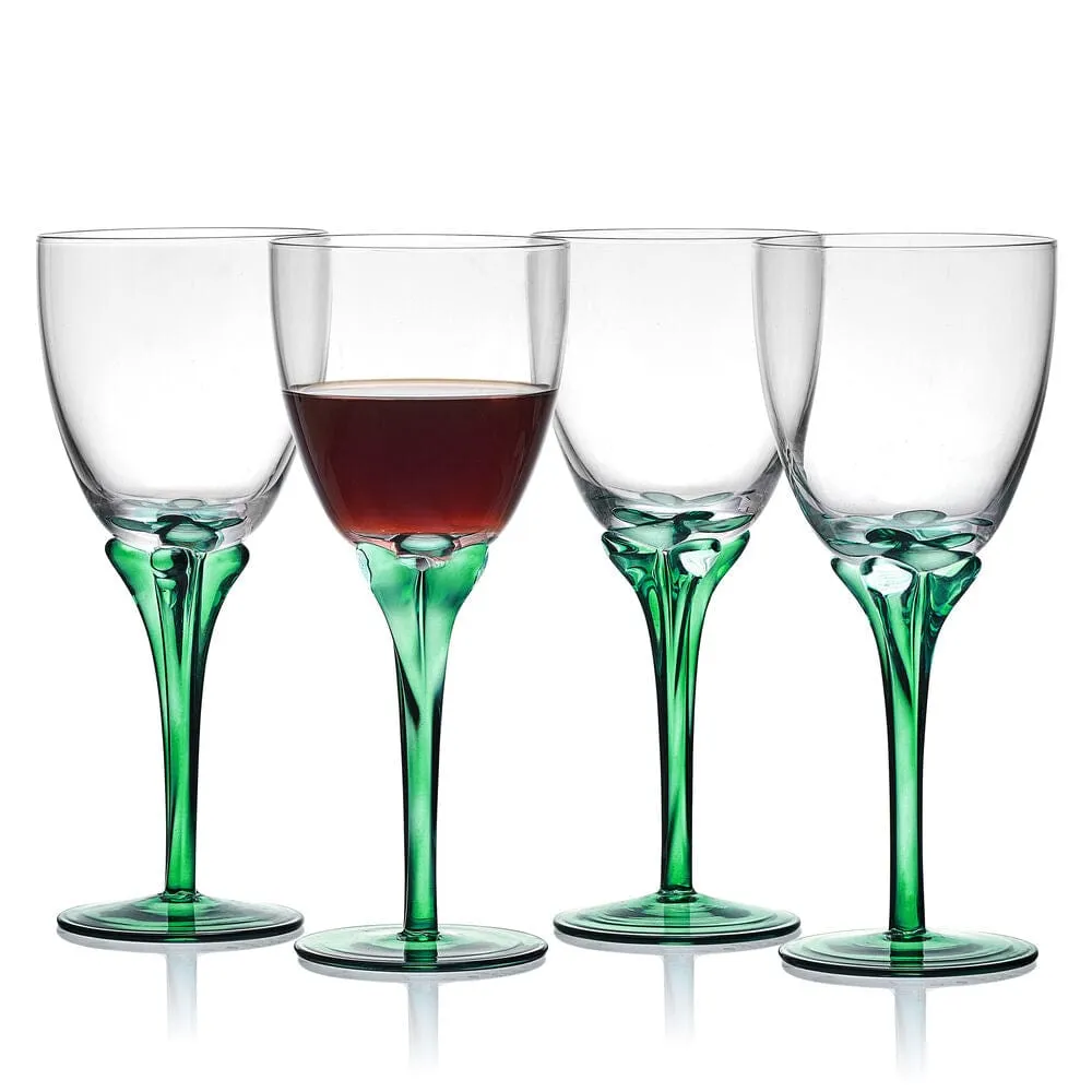 Fitz and Floyd Jardin calici vino verde set 4 pezzi