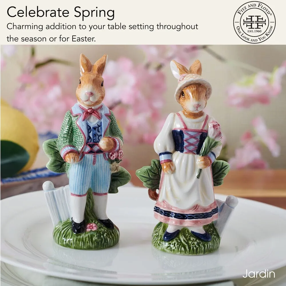 Fitz and Floyd Jardin Rabbit set sale e pepe conigli terracotta