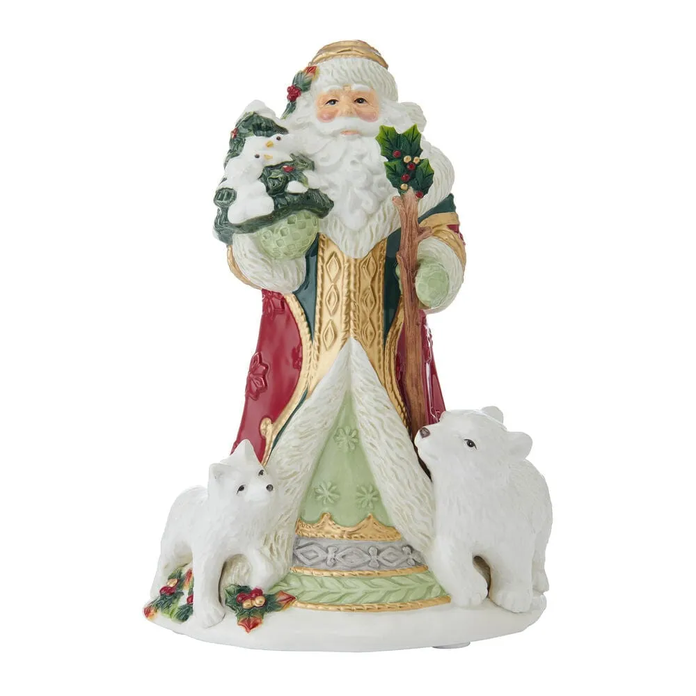 Fitz and Floyd Woodland Holiday statuetta Babbo Natale musicale