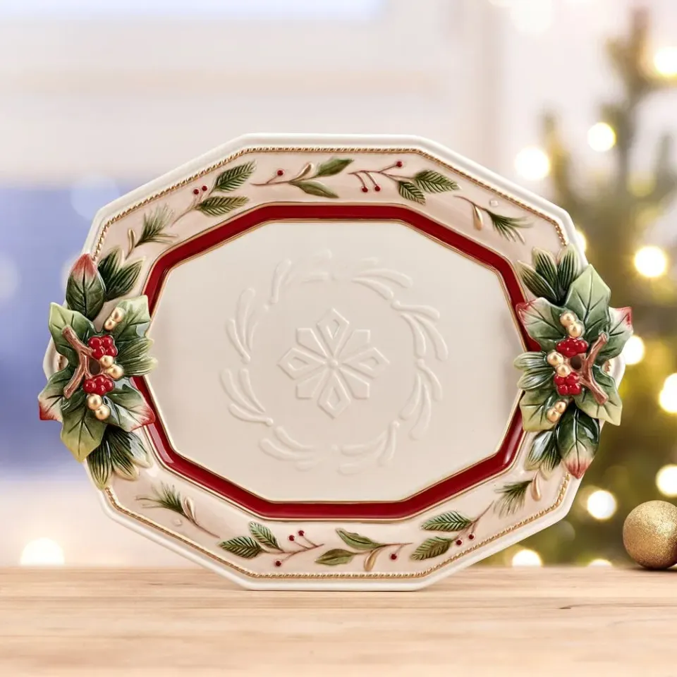 Fitz and Floyd Woodland Holiday vassoio portata in ceramica