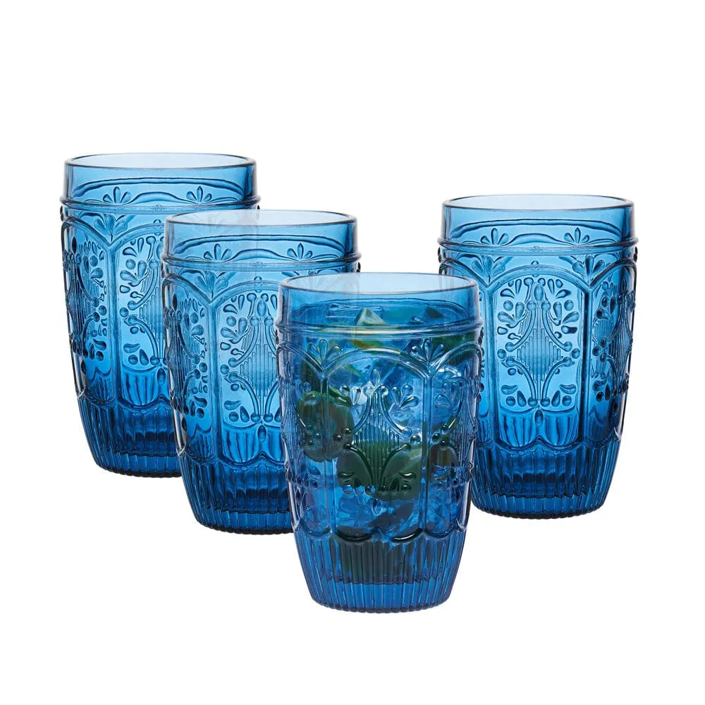 Fitz and Floyd Trestle Indigo bicchieri highball 4 pezzi 355 ml