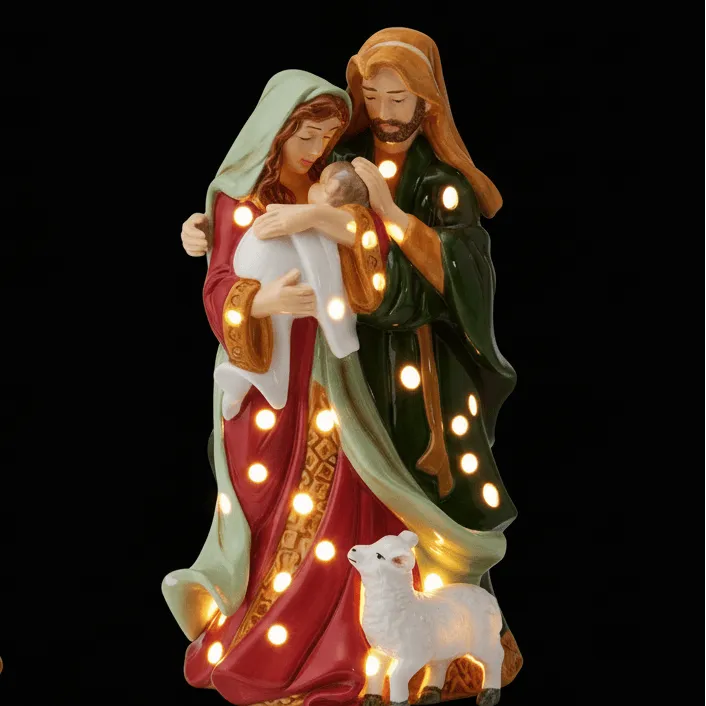 Fitz and Floyd Holiday Luminary Sacra Famiglia statuetta presepe LED 24 cm