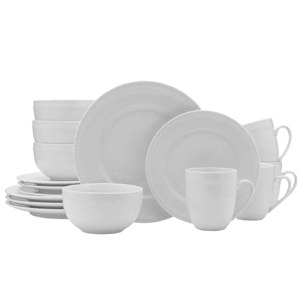 Fitz and Floyd Everyday White Beaded servizio piatti 16 pezzi