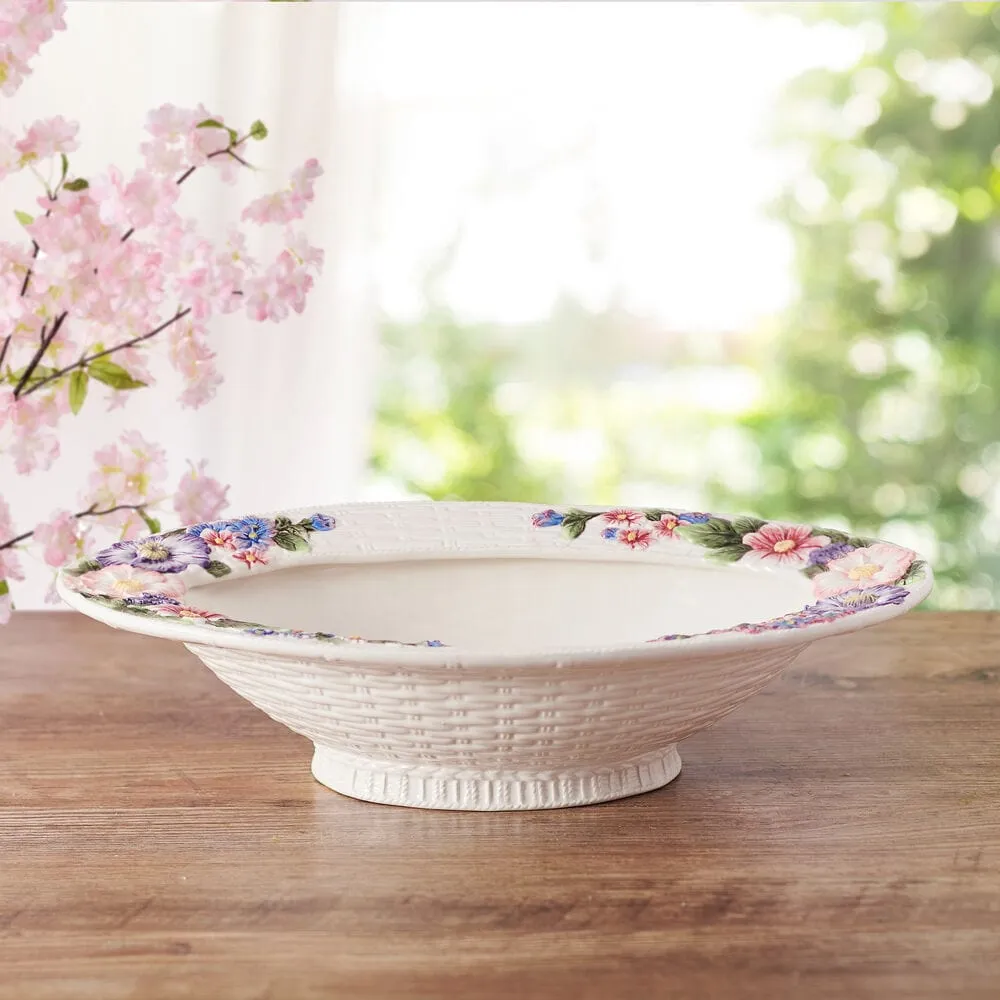 Fitz and Floyd Jardin centrotavola 18" fiori terraglia