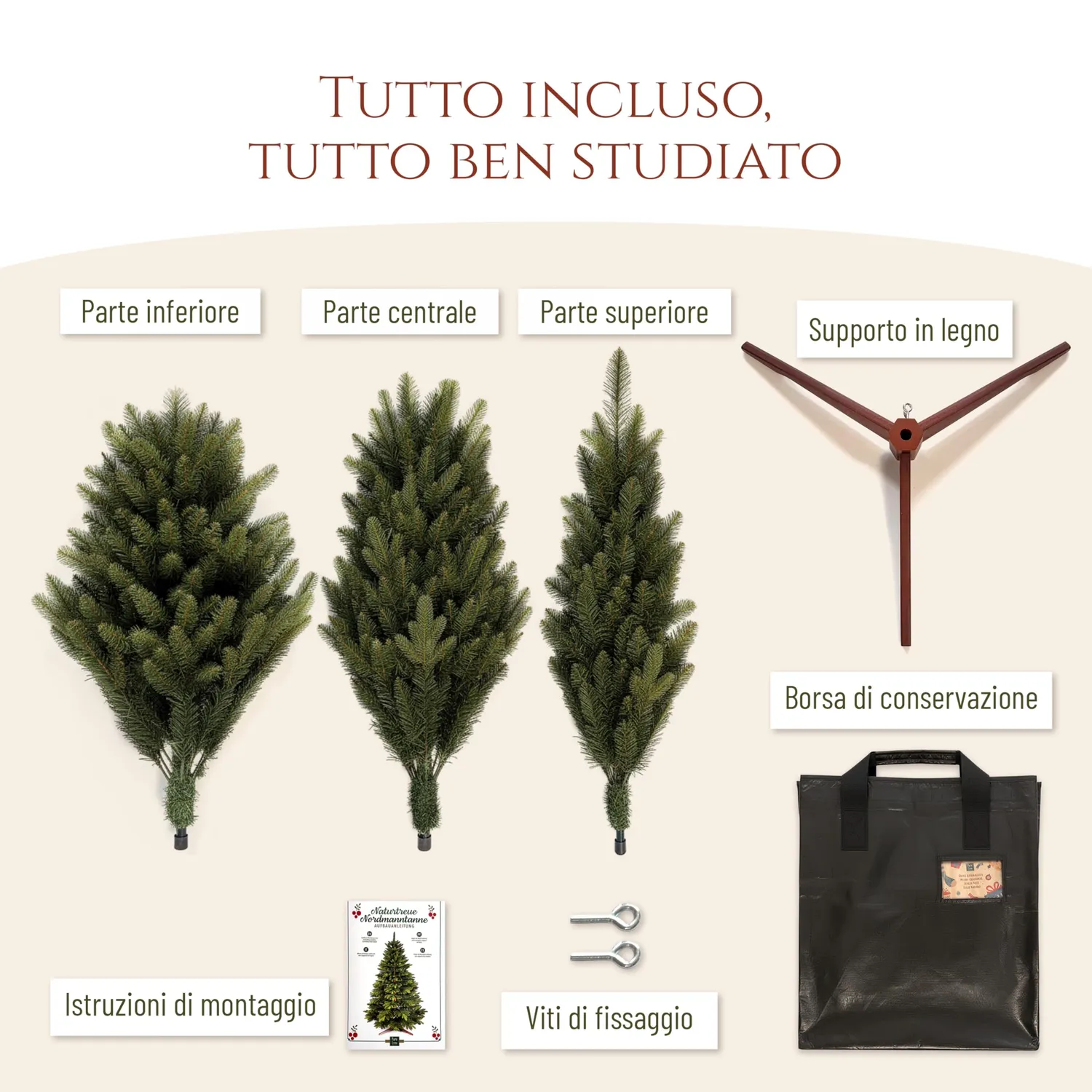Pure Living albero di Natale artificiale 180 cm realistico
