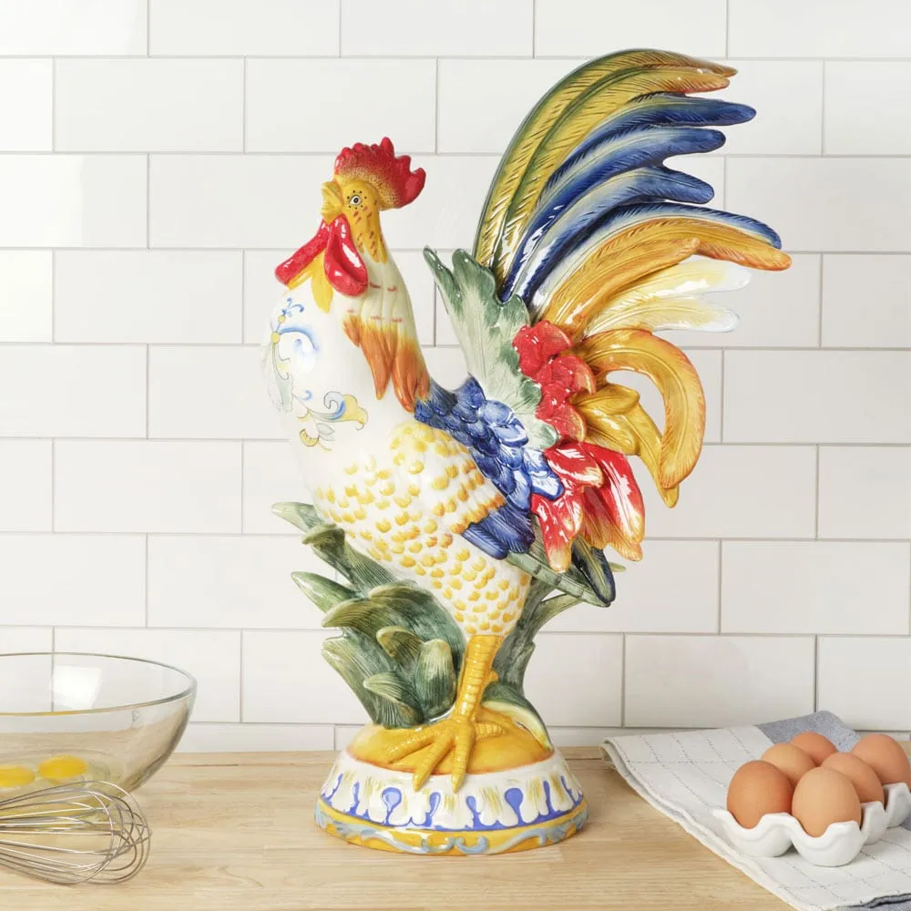 Fitz and Floyd Ricamo Gallo statuina ceramica 52 cm colorato