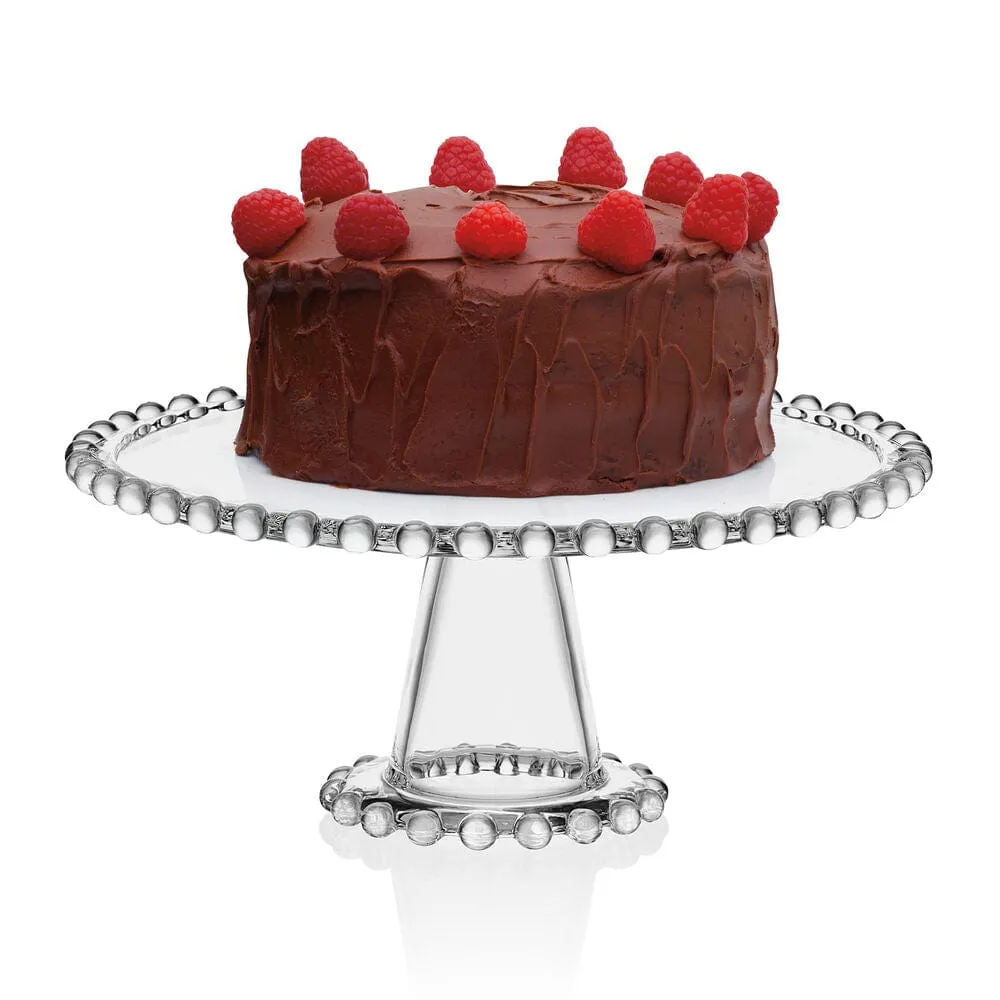 Fitz and Floyd Beaded Alzata torta vetro 27 cm