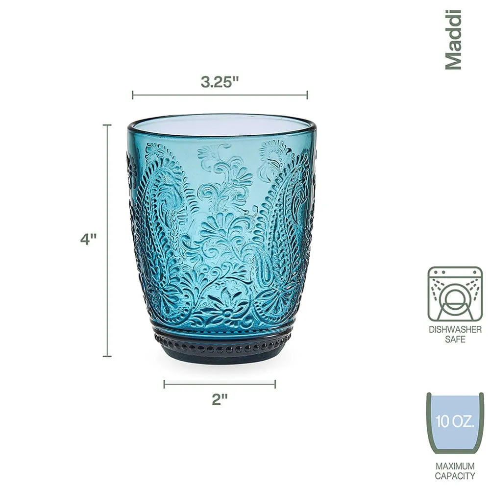 Fitz and Floyd Maddi Double Old Fashioned bicchieri set 4 indaco