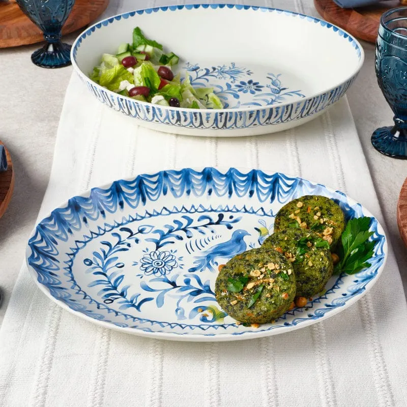 Fitz and Floyd Sicily Blue set ciotola e vassoio stoneware