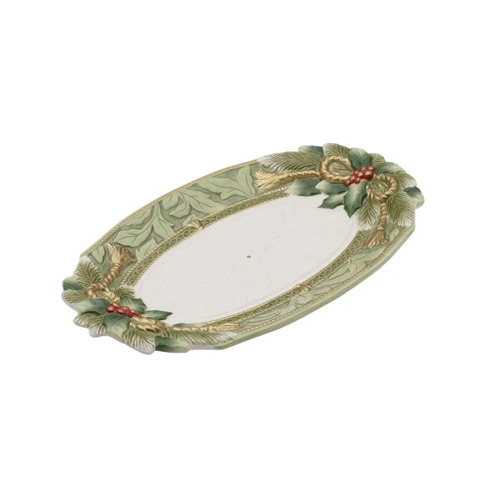 Fitz and Floyd Holiday Home vassoio piccolo verde natale