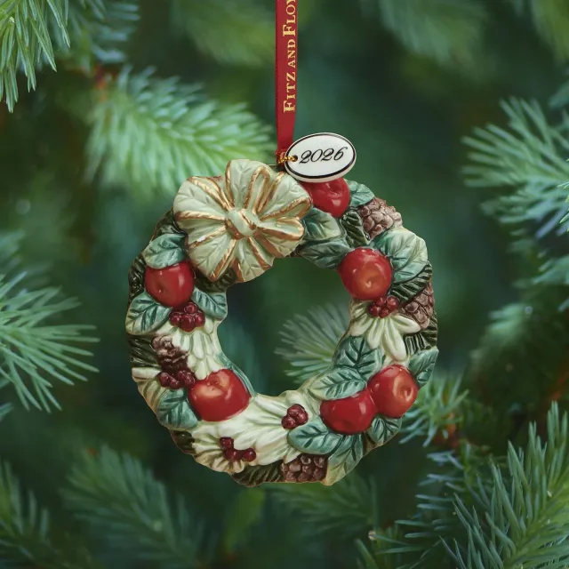 Fitz and Floyd Winter Frost Wreath ornamento albero 2026