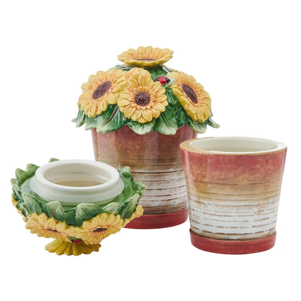 Fitz and Floyd Provence Sunflower Pots barattoli set 2 ermetici