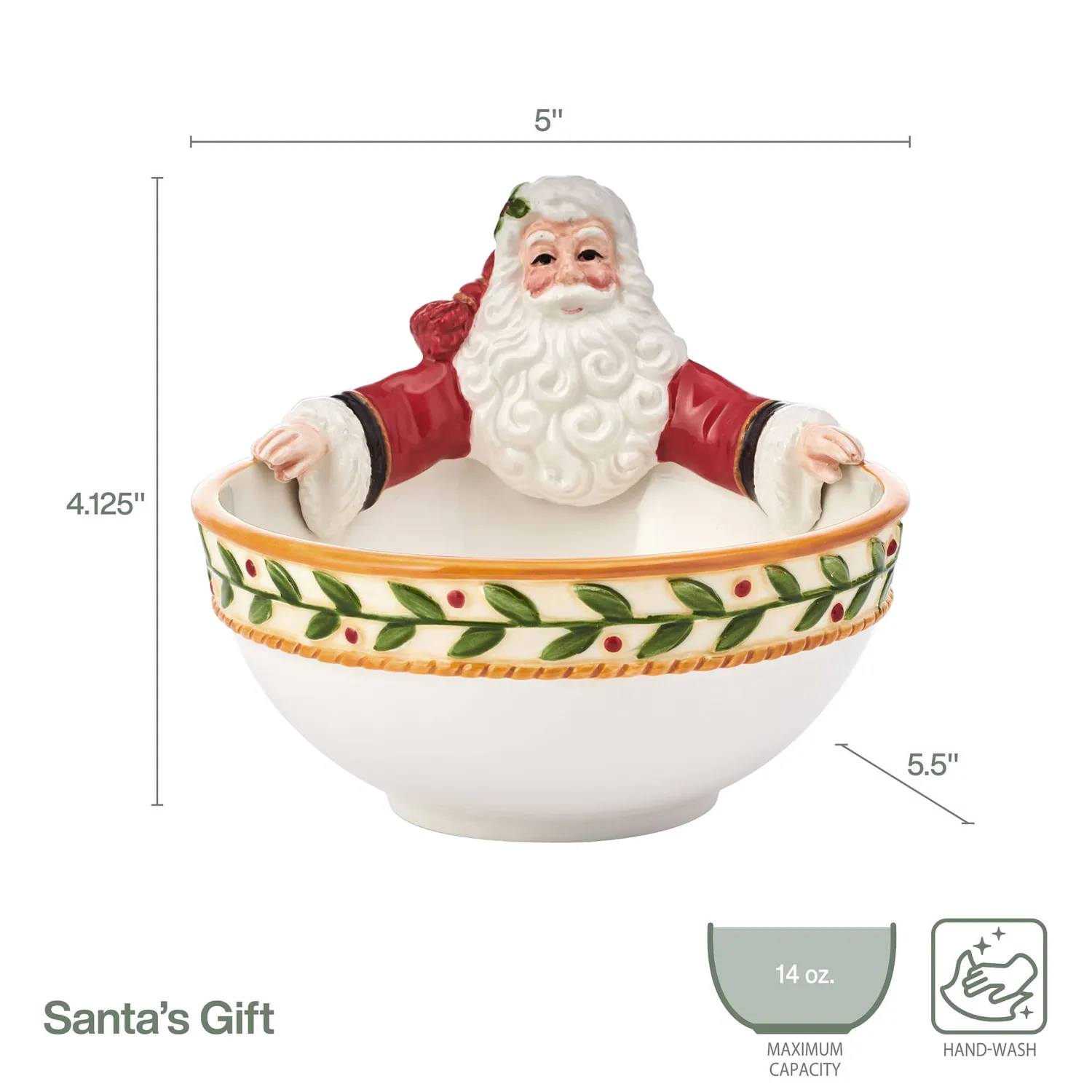 Fitz and Floyd Santa's Gift Small ciotola caramelle natale