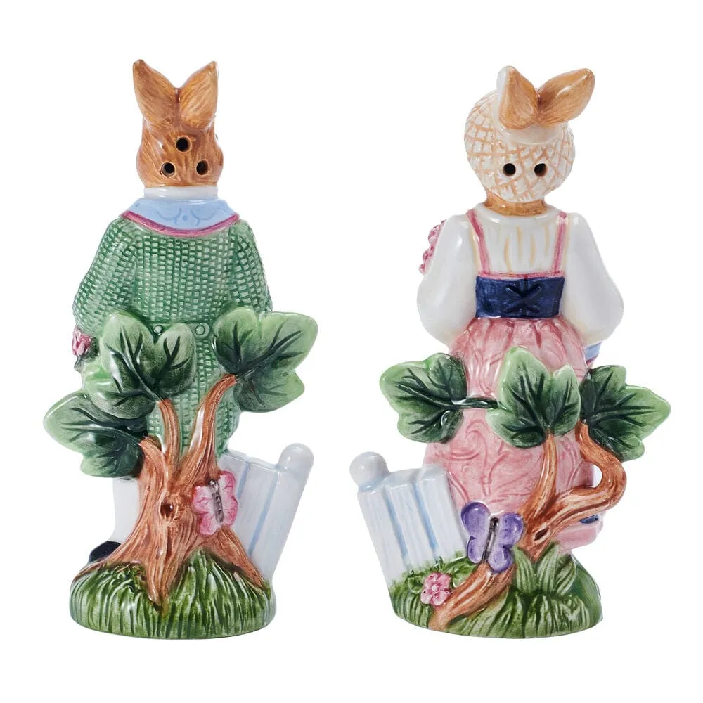 Fitz and Floyd Jardin Rabbit set sale e pepe conigli terracotta